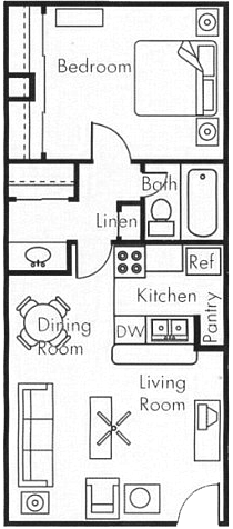 Biltmore on the Lake in Phoenix, Arizona 1x1 A Floor Plan